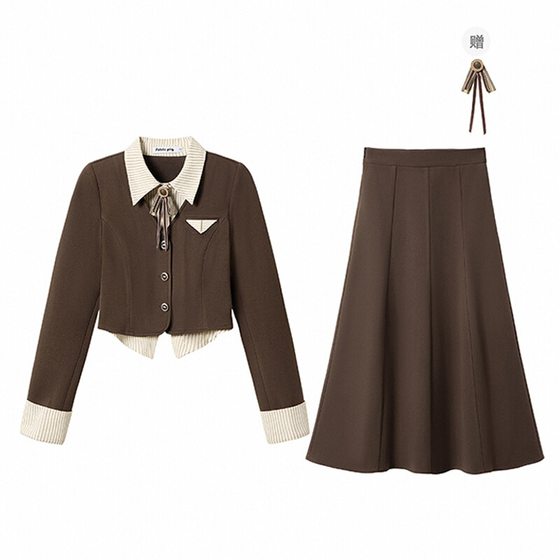 
Fabric Pig Velvet Latte Formal Uniform College Style Suit Women's Winter Skirt Teacher Interview Wear