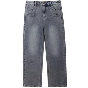 
Muscle dog wash vintage jeans men's trendy American men's old loose casual pants straight pants