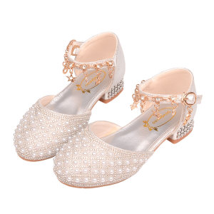 
Children's high heels women's princess dress shoes girls' crystal shoes Aisa single shoes pearl flash drill stage performance shoes