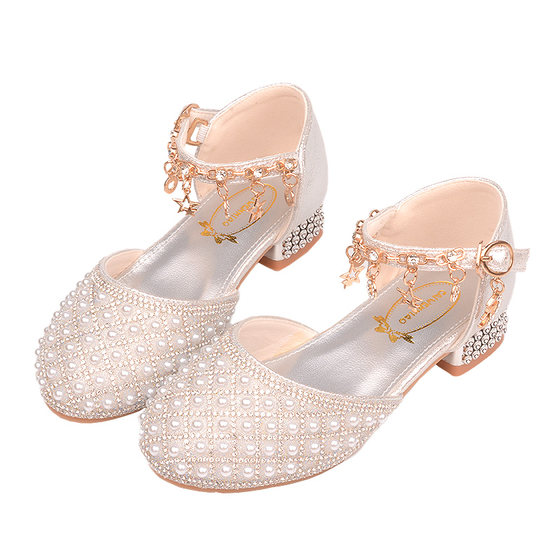 
Children's high heels women's princess dress shoes girls' crystal shoes Aisa single shoes pearl flash drill stage performance shoes