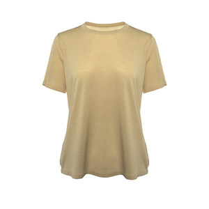 
Liaojin tussah silk 'Yuanqi T-shirt' premium quality 140-count double-ply singed yarn knitted tussah silk spring and summer style