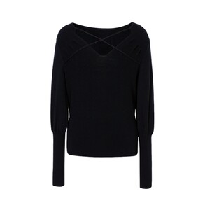 
ARIOSEYEARS 100% sheep wool cross webbing waist slimming V-neck sweater for women 3102801