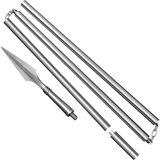 ステンレス製三節棍 - 取り外し可能な武術棍、赤い房付き