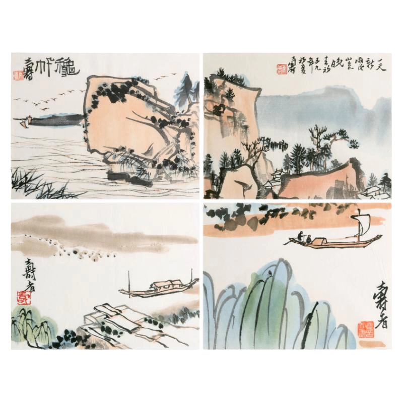 潘天壽山水朵雲軒木版水印中國畫裝飾畫非遺收藏饋贈家居飾品-Taobao