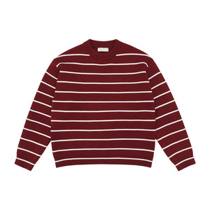
Red round neck striped animal year red sweater spring new loose warm pullover sweater long-sleeved inner wear for men