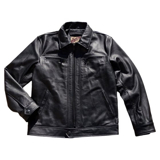 
Brad Pitt [domestic first-layer cowhide] men's lapel slim-fit genuine leather jacket