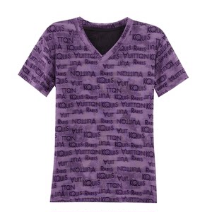 
New summer V-neck mesh base shirt for women short-sleeved T-shirt high-end fashionable printed elastic shirt slim top