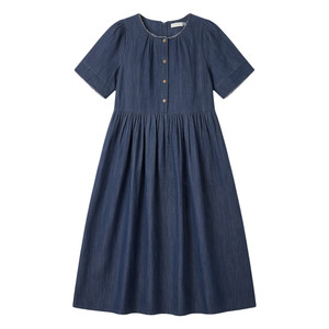 
Fisher-Price Maternity Wear 2026 New Summer Denim Dress Pure Cotton Top Loose Pregnancy Wear Plus Size Summer Clothes