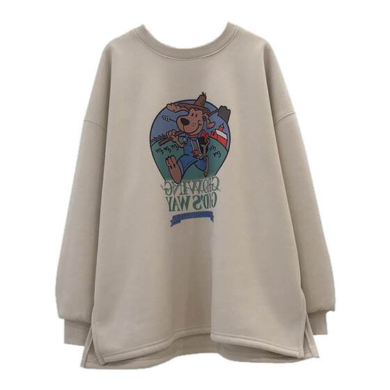 Maternity wear sweatshirt round neck coat mid-length loose butt-covering sports style cartoon casual loose top spring and autumn