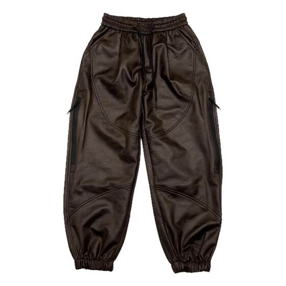 
Autumn and winter new men's PU leather pants takeaway riders windproof warm casual pants trendy and versatile harem pants