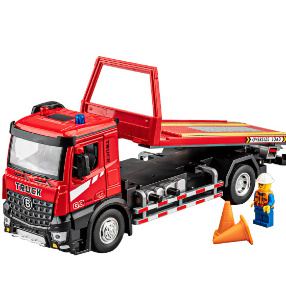 
Electric flatbed trailer toy for children oversized alloy engineering road rescue car model toy car for boys