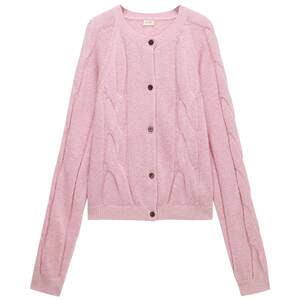 
OCHIRLY Wool Cable Knit Jacket Round Neck Cardigan Temperament Top Lazy Autumn and Winter