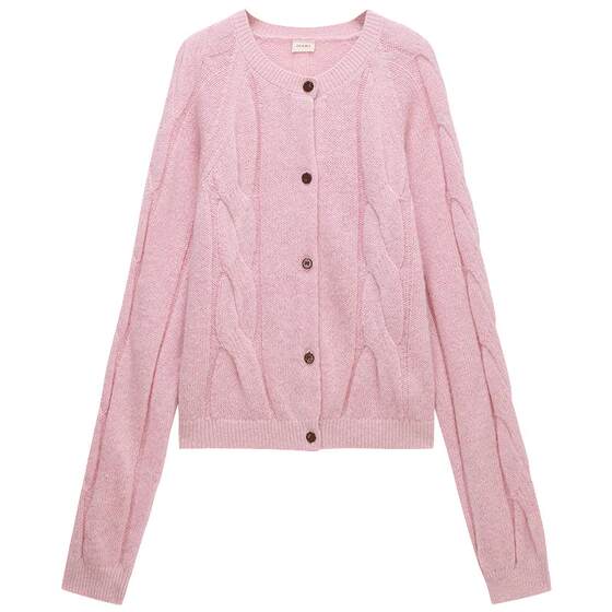 
[Mid-Season Discount] Oushili Wool Cable Knit Jacket, Round Neck Cardigan, Temperamental Top, Lazy Spring Style