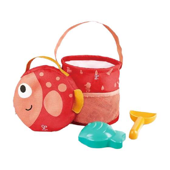 Hape children's beach plays sand and digs sand shovels and kegs baby toys portable folding sand bucket set