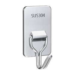 Stainless steel hooks with strong load-bearing adhesive bathroom towels and clothes hooks kitchen hole-free adhesive hook door rear wall hanger