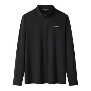 
Pathfinder Sports Stand Collar Long Sleeve T-Shirt Men's Early Spring Outdoor Stretch Cotton Feel Skin Friendly Breathable Half-Zip Top