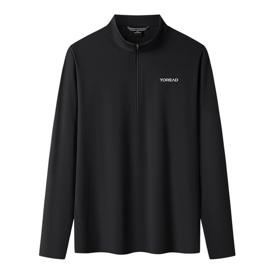 
Pathfinder Sports Stand Collar Long Sleeve T-Shirt Men's Early Spring Outdoor Stretch Cotton Feel Skin Friendly Breathable Half-Zip Top
