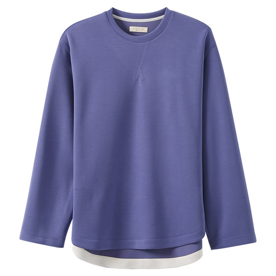 
Exquisite layered base T-shirt 'KUYIOU/silky heavyweight modal arc hem long-sleeved top for men T08