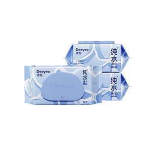 Deyou pure water wet towel paper Baby adult hand inlet Special clean wet paper towels Family affordable large bag 80 pump
