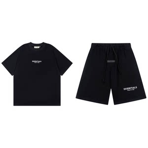 
ESSENTIALS three-dimensional silicone letter printed short-sleeved T-shirt casual shorts for men and women all-match sports suit summer