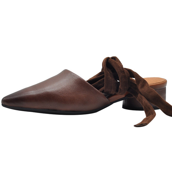 
Artmu original pointed toe thick heel strap sandals for women 2025 new fashion mother shoes bag slippers