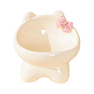Cat bowl ceramic bowl cat food bowl drink water bowl cats canned cervical spine to protect the cervical spine is not easy to turn anti -black chin pet bowl
