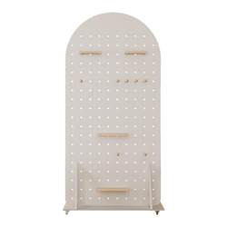 Perforated board fitness equipment storage rack