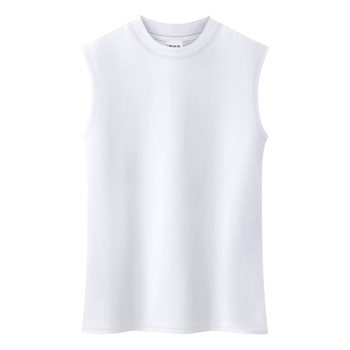 2-piece pure cotton slim half-high neck suspender vest for women