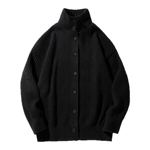 
VIISHOW retro turtleneck knitted cardigan men's autumn trendy brand loose stand-up jacket couple sweater jacket