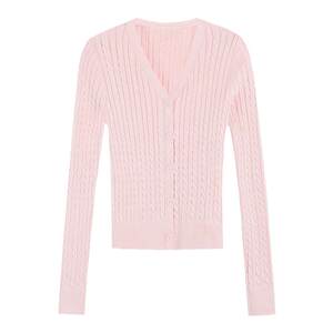 
MULVAN Classic V-neck Twist Knitted Cardigan Women's New Slim-fitting Bottoming Sweater Temperament Outer Top