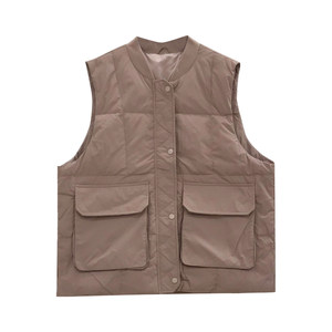 
Nuochu pregnant women's autumn and winter new Korean style loose and fashionable stand-up collar down vest white duck down warm waistcoat vest