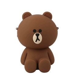 Line Friends Even My Friend Brown Silicone Crossbody Bag Fashionable And Convenient Travel Backpack Doll Bag