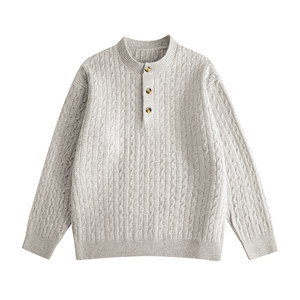 FOFWMODE autumn and winter Henry collar pullover sweater for men and women old money style loose lazy twist knitted sweater jacket