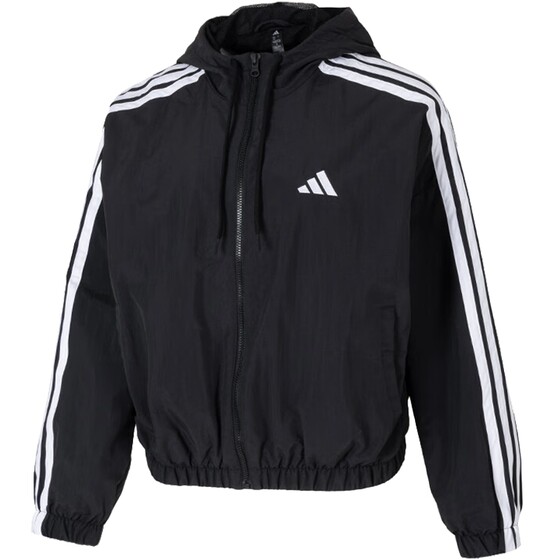 
adidas Adidas Women's Three Stripes Sports Running Loose Hooded Jacket JZ2162