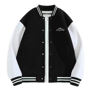 
GV JeansWest Baseball Jacket Men's Autumn Black Heavy Loose Casual Men's Knitted Aviator Jacket A