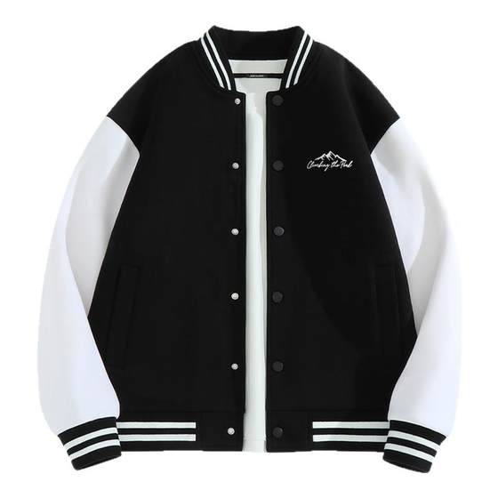 
GV JeansWest Baseball Jacket Men's Autumn Black Heavy Loose Casual Men's Knitted Aviator Jacket A