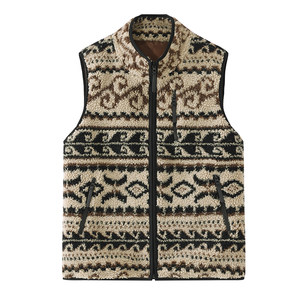 
Ethnic style polar fleece vest for women, retro patterned vest coat, spring, autumn and winter niche versatile casual tops
