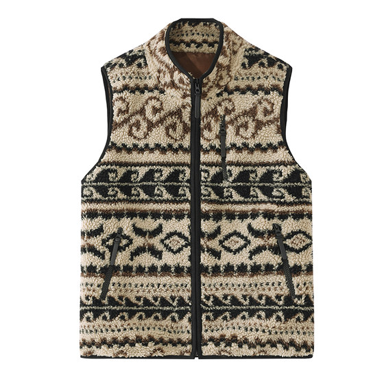 
Ethnic style polar fleece vest for women, retro patterned vest coat, spring, autumn and winter niche versatile casual tops
