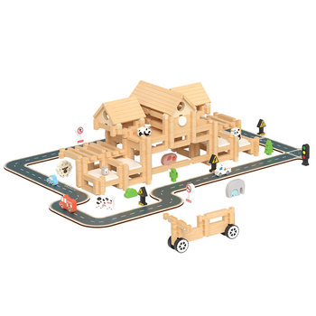 Building block children's puzzle toys Intellectual Luban tenon lunch sta -block toy elementary school students fight with wooden building huts
