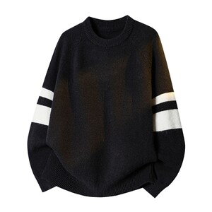 VIISHOW street retro contrasting color splicing round neck sweater men's trendy brand loose couple casual all-match sweater