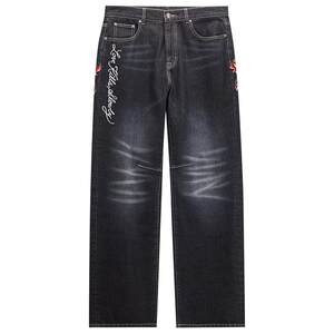 
Ed Hardy Ed Hardy spring popular new embroidered hand-painted fitted mid-waist men's denim trousers