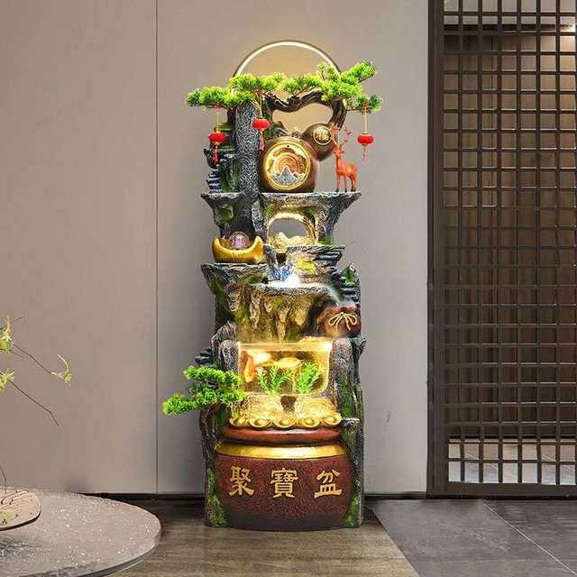 Rocked Mountain Fountain Fountain Living Room Fortune Feng Shui Wheel Office Poly Terry Circular Water Decoration Fish Tank Land Lab
