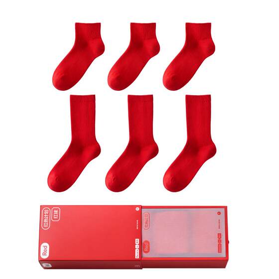 
Banana Red Plan 311S Men and Women Couple Socks Married Stockings Year of Life Socks New Cotton Socks