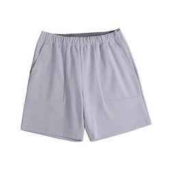 Double zippered pockets Double elastic waist casual shorts