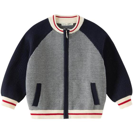 David Bella Boys Prep Knitted Sweater Children's Sweater Cardigan 2026 Fall New Antistatic Top Children's Clothing