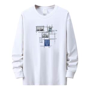 Large -size cotton long -sleeved T -shirt male fat man fat guy plus fertilizer increases heavy pure cotton thick autumn clothes loose sweater
