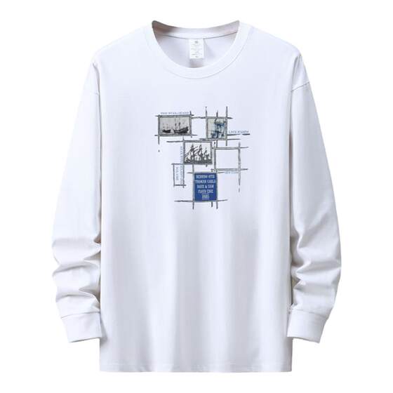 Large -size cotton long -sleeved T -shirt male fat man fat guy plus fertilizer increases heavy pure cotton thick autumn clothes loose sweater
