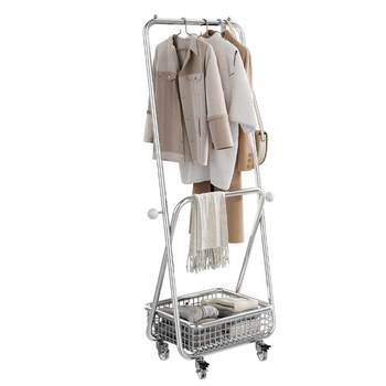 
A mobile bedroom laundry basket coat rack