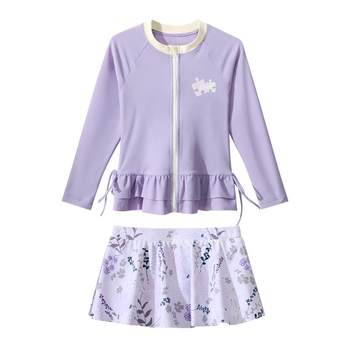 Huili children's swimsuit girls split 2025 new long-sleeved sun protection summer girl baby small medium and big children's swimsuit