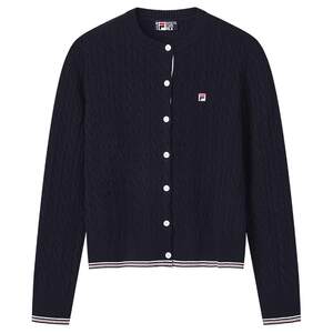 
FILA official women's woven jacket 2026 spring new fashion casual webbing twist sweater cardigan